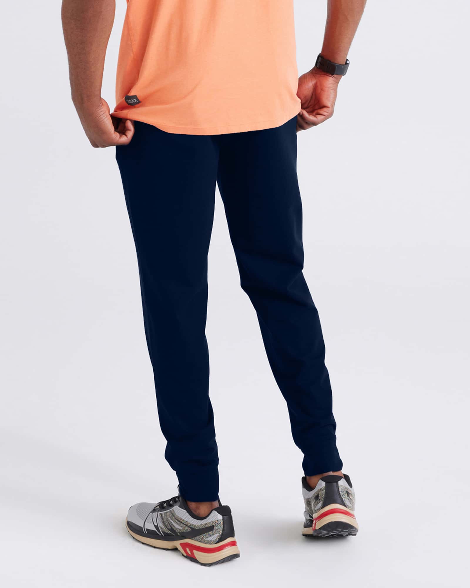 Back - Model wearing Trailzer Jogger in Maritime Blue