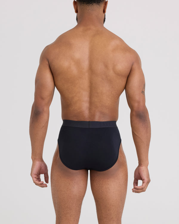 Back - Model wearing Vibe Xtra Brief in Black