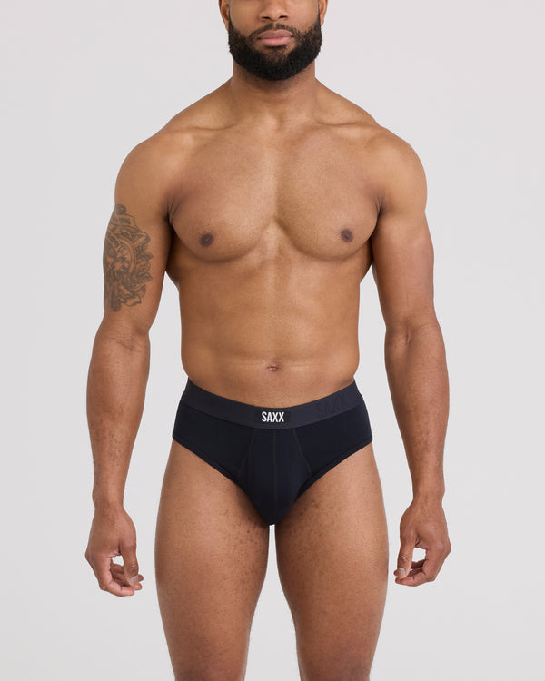 Front - Model wearing Vibe Xtra Brief in Black