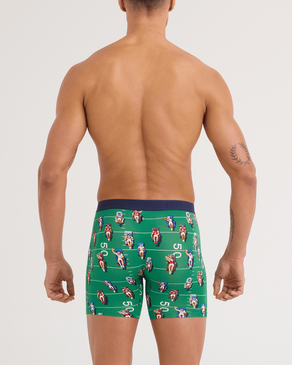 Back - Model wearing Vibe Xtra Soft Comfort Boxer Brief in Armchair QB-Lawn Green