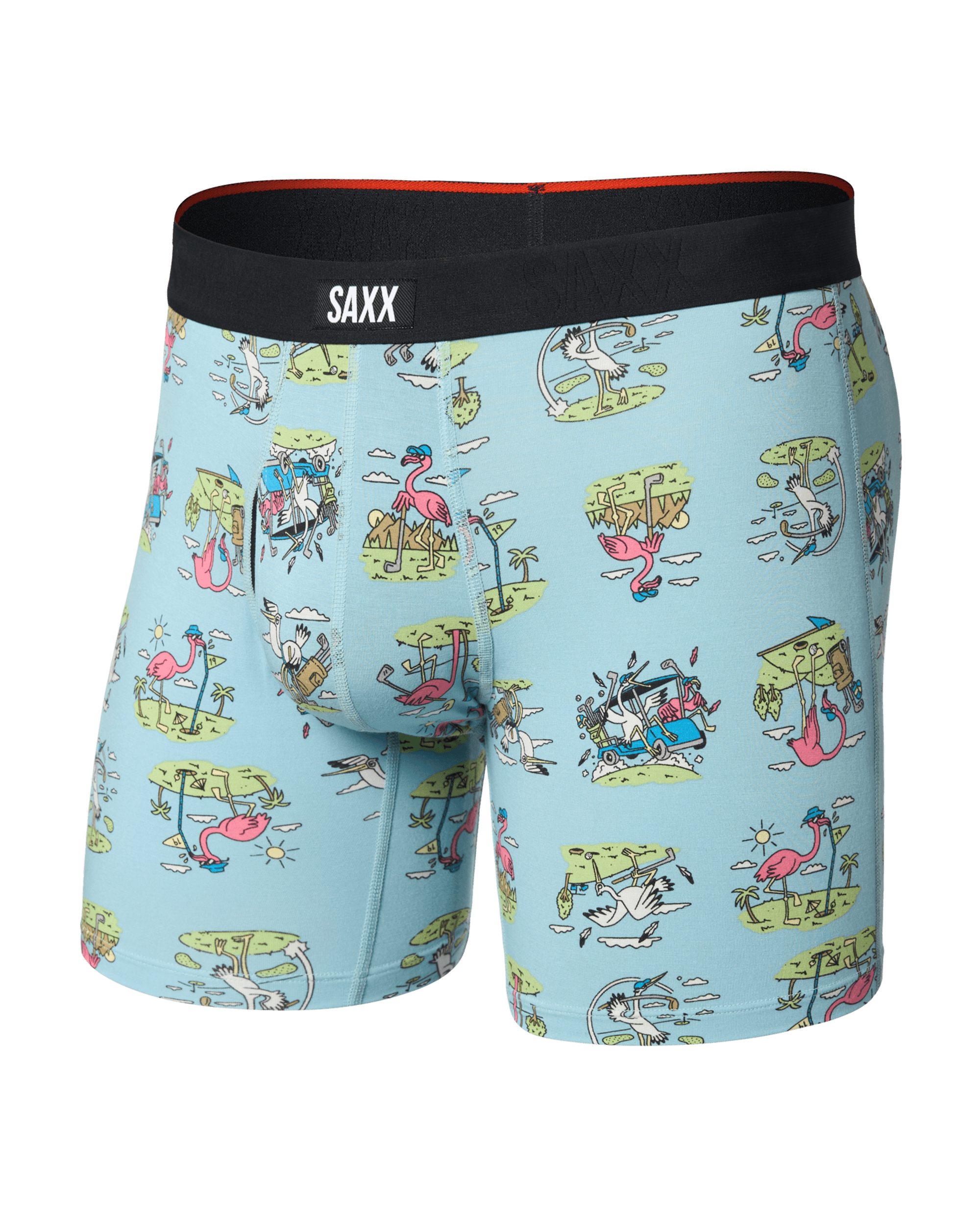 Front of Vibe Xtra Soft Comfort Boxer Brief Fly in Birdie-Blue Tide