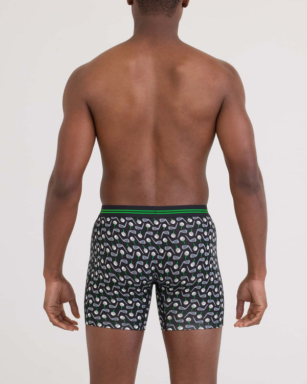 Back - Model wearing Vibe Xtra Soft Comfort Boxer Brief Fly in Back Nine