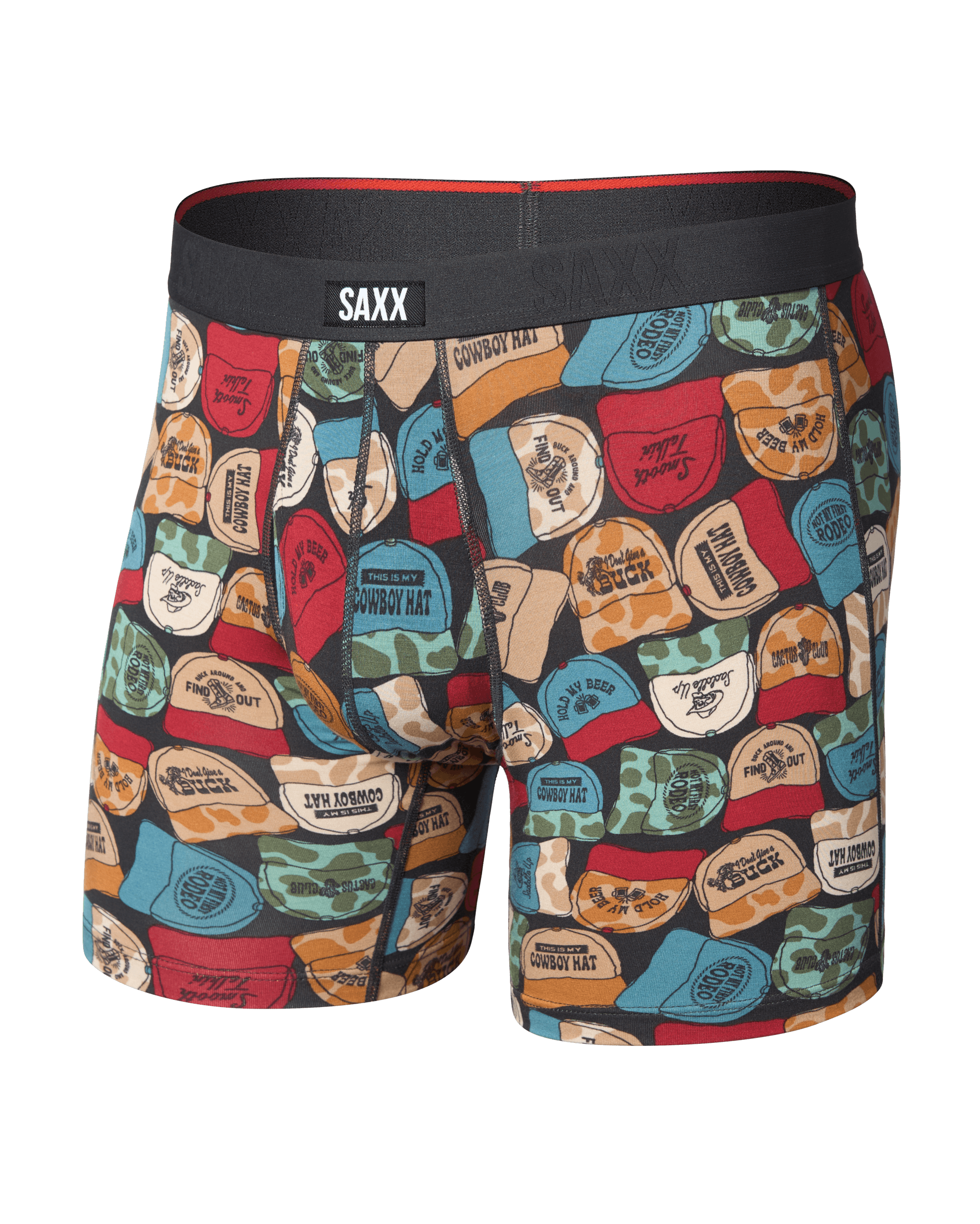 Front of Vibe Xtra Soft Comfort Boxer Brief in Cowboy Hat-Faded Black