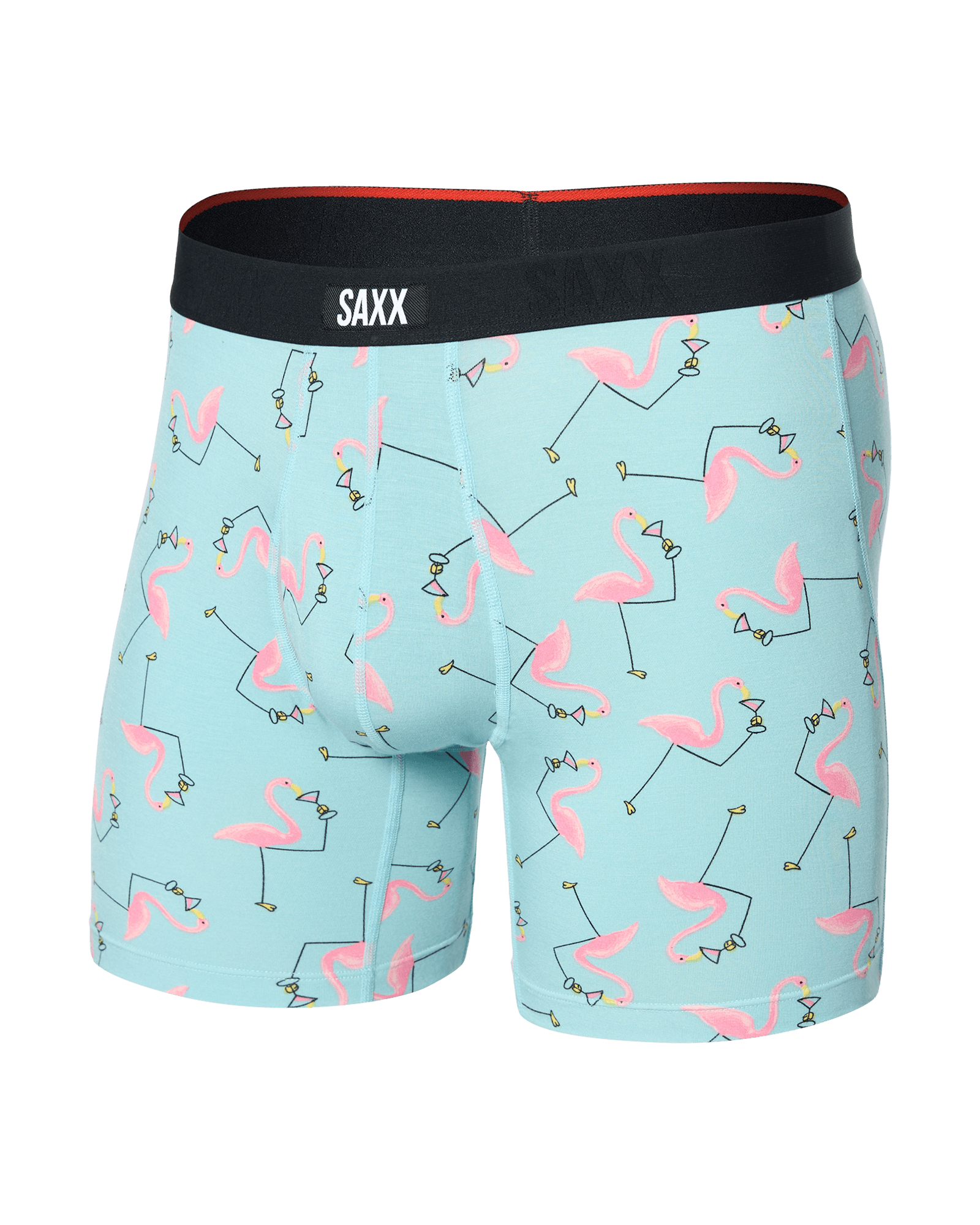 Front of Vibe Xtra Boxer Brief in Drinko Flamingo-Dark Aqua