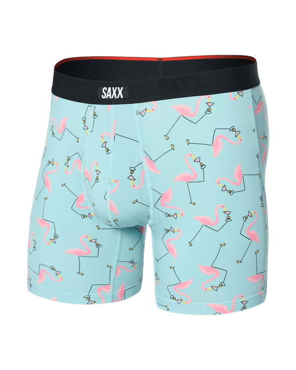Front of Vibe Xtra Boxer Brief in Drinko Flamingo-Dark Aqua