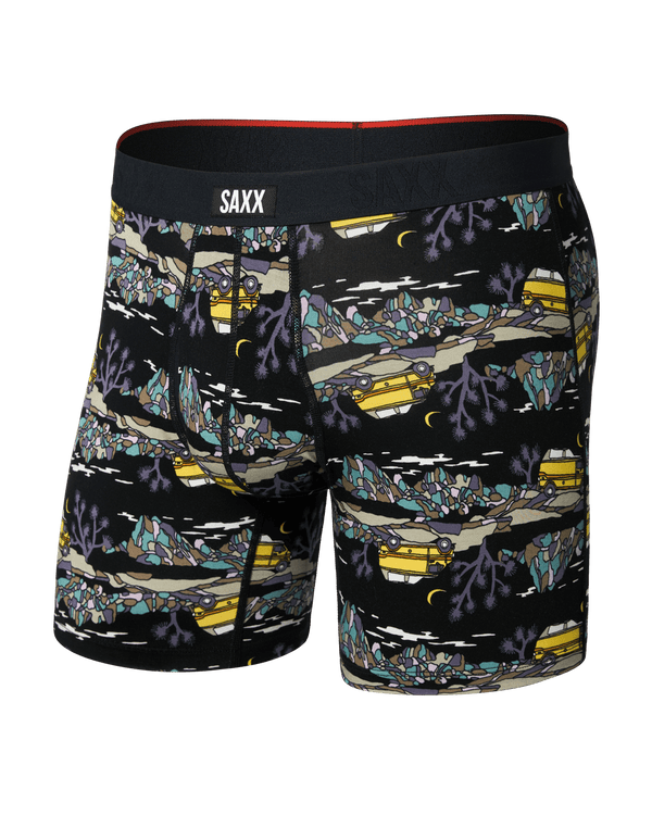 Front of Vibe Xtra Soft Comfort Boxer Brief Fly in Escape To Joshua-Black
