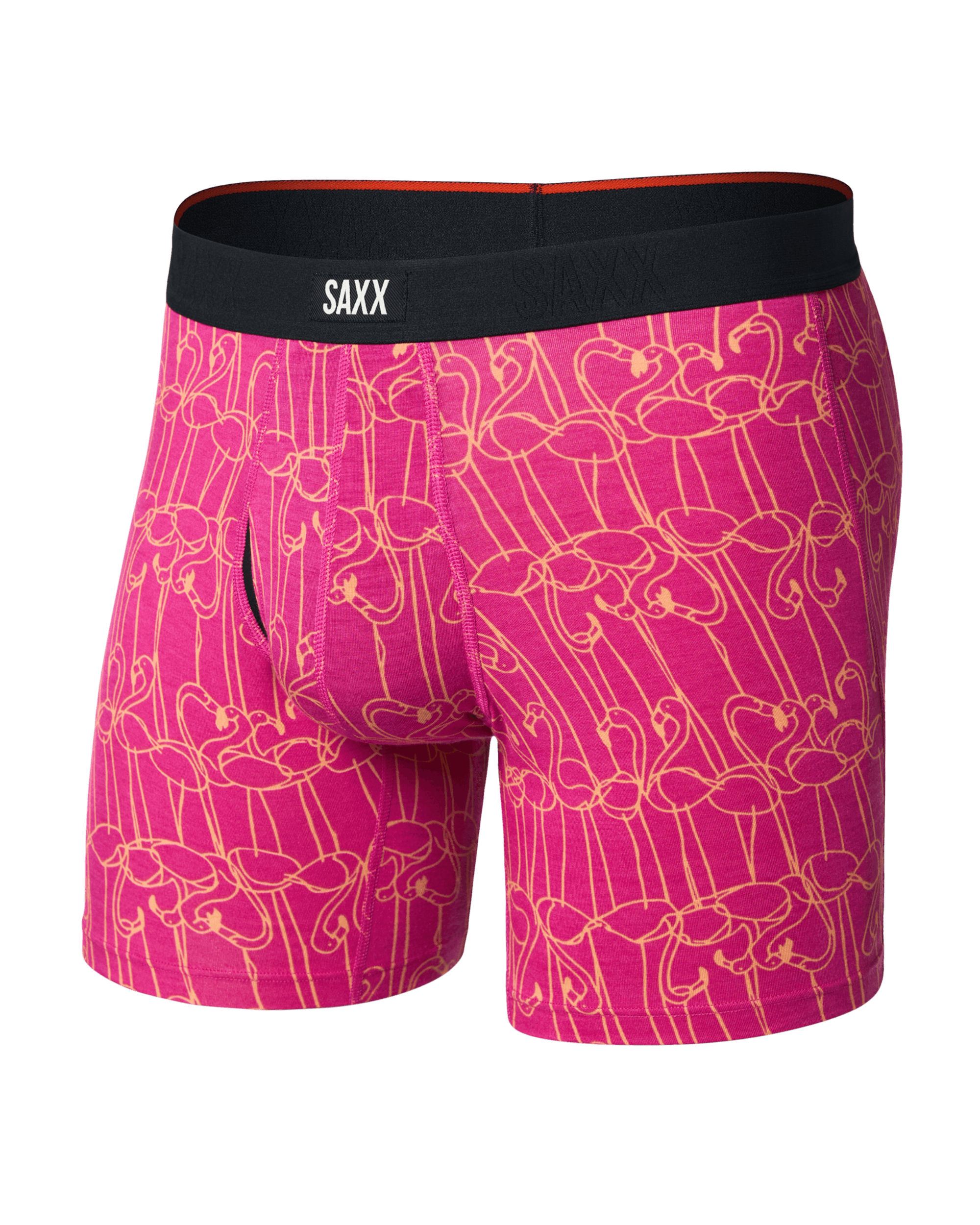 Front of Vibe Xtra Soft Comfort Boxer Brief Fly in Flamingo Ink-Fuchsia