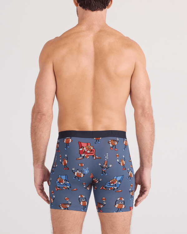 Back - Model wearing  Vibe Xtra Soft Comfort Boxer Brief Fly in Game Day-Twilight