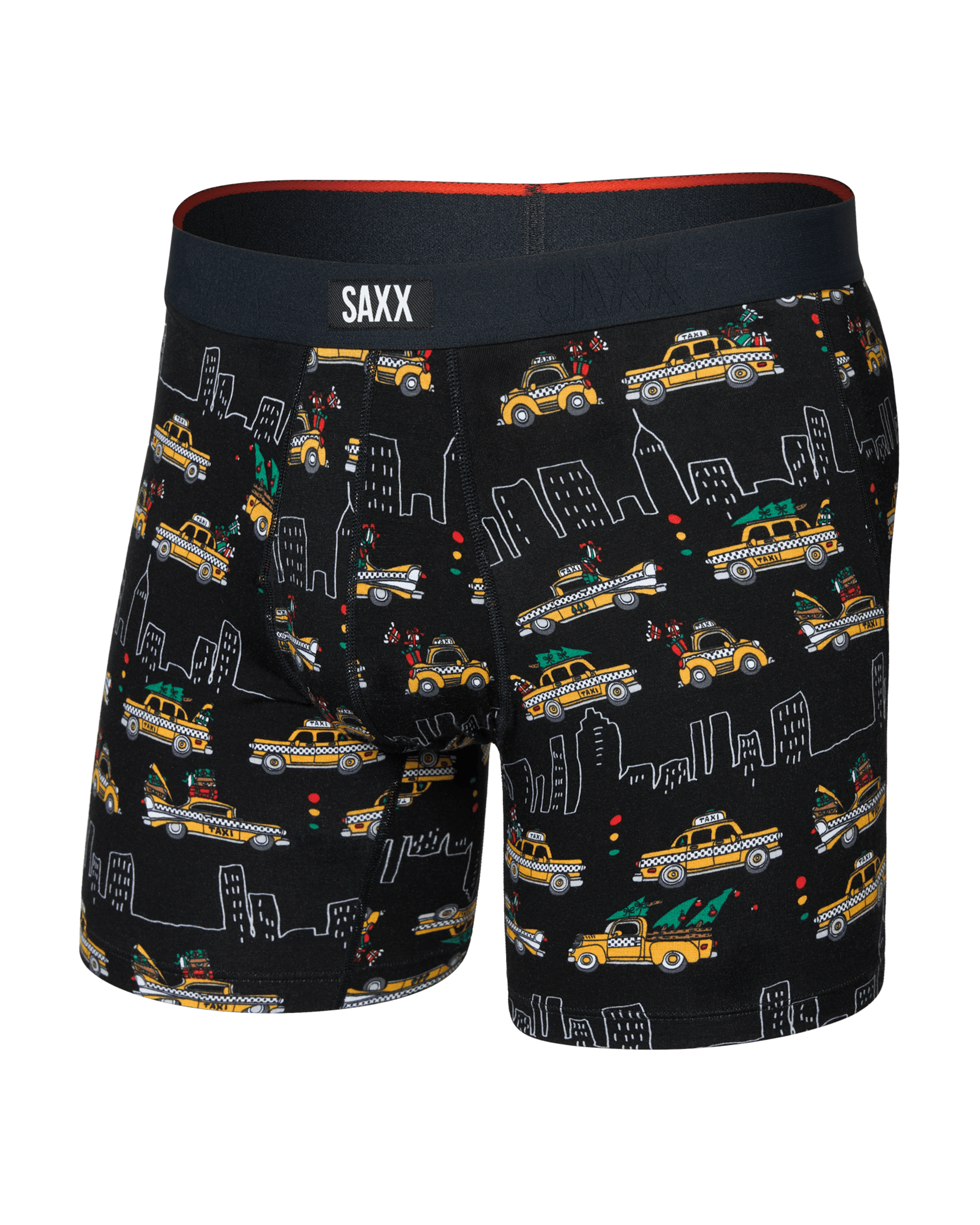 Front of  Vibe Xtra Soft Comfort Boxer Brief Fly in Hail The Holiday-Black