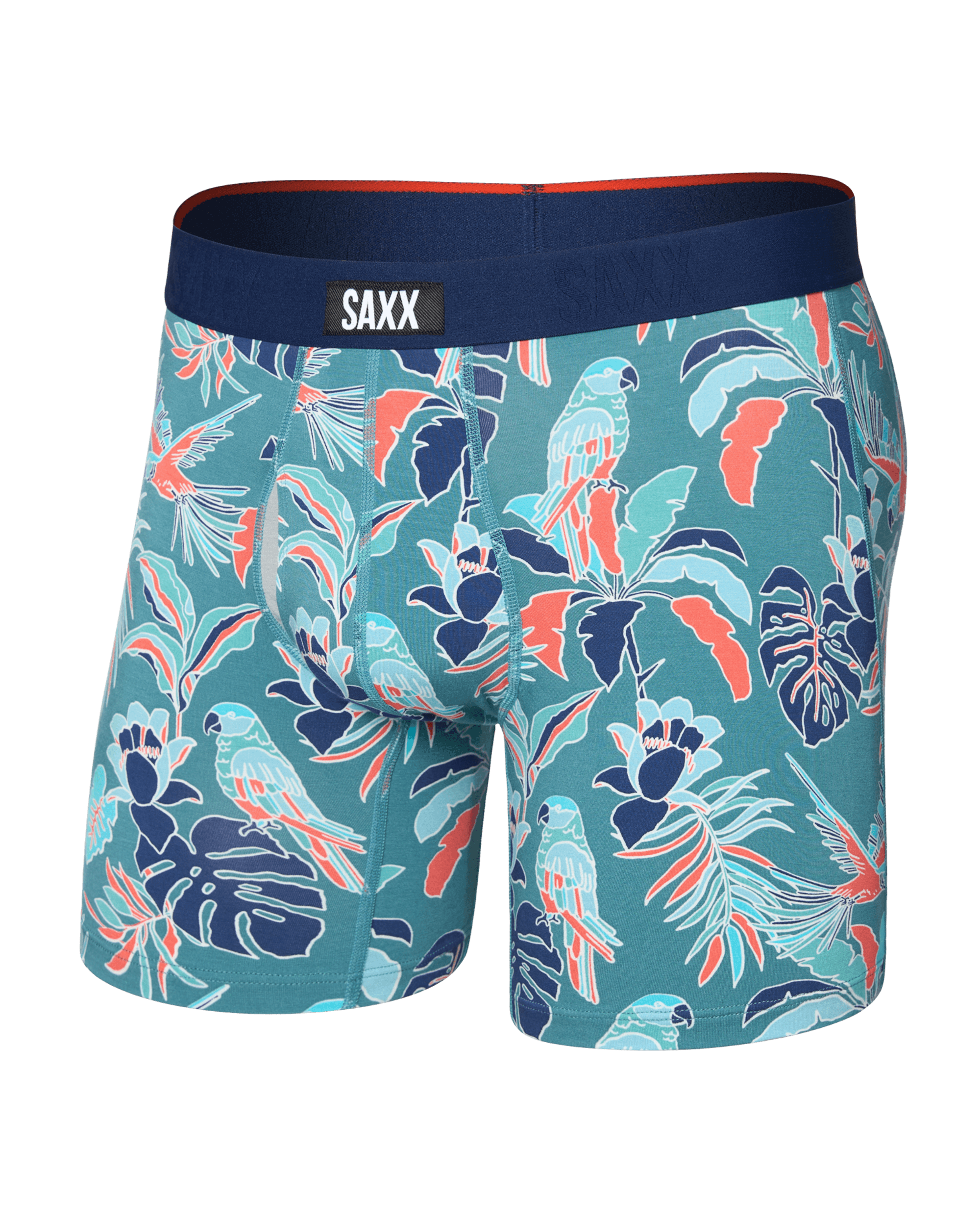 Front of  Vibe Xtra Soft Comfort Boxer Brief Fly in Island Tropics-Seascape