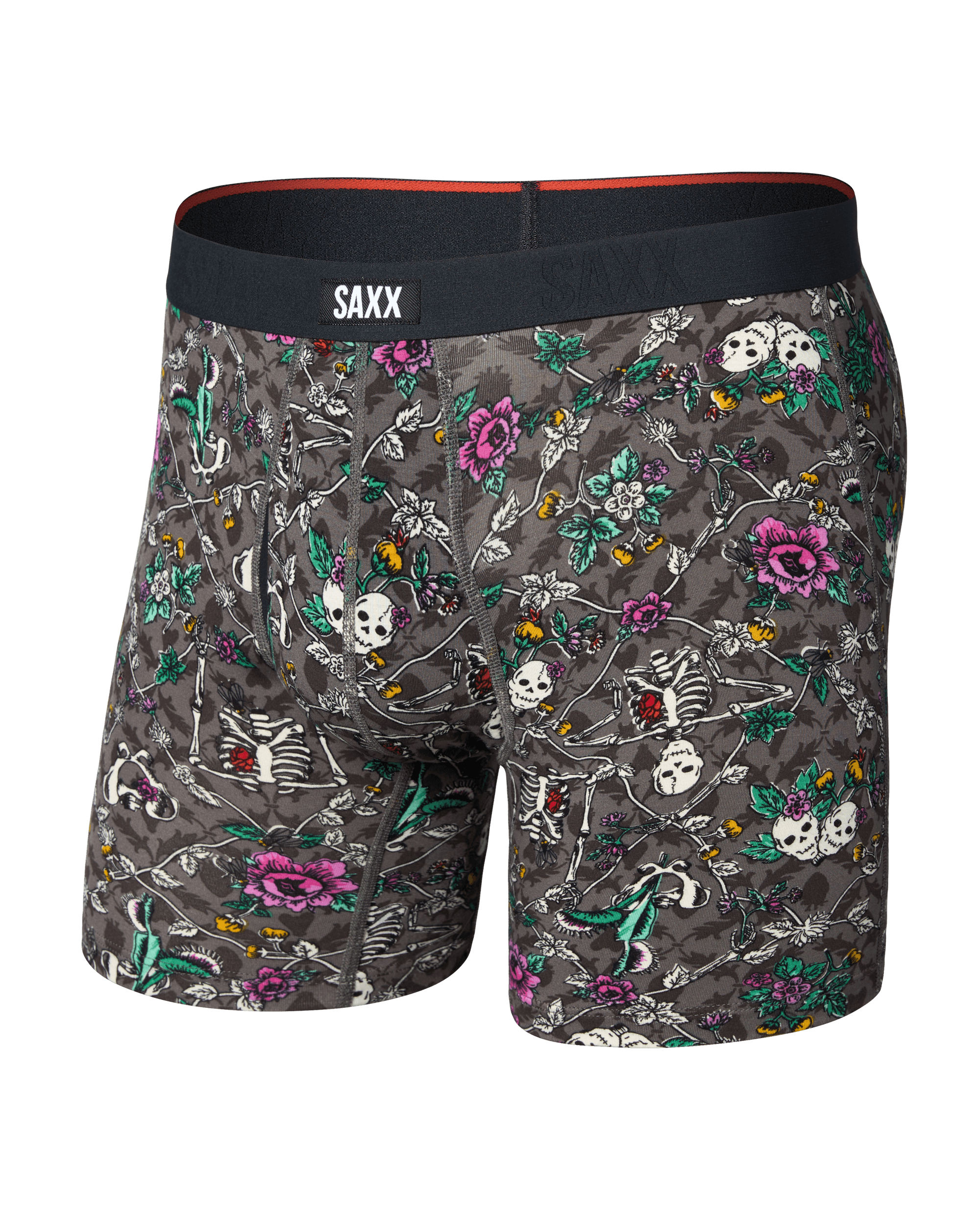 Front of Vibe Xtra Soft Comfort Boxer Brief in Lovely Bones-Dark Grey