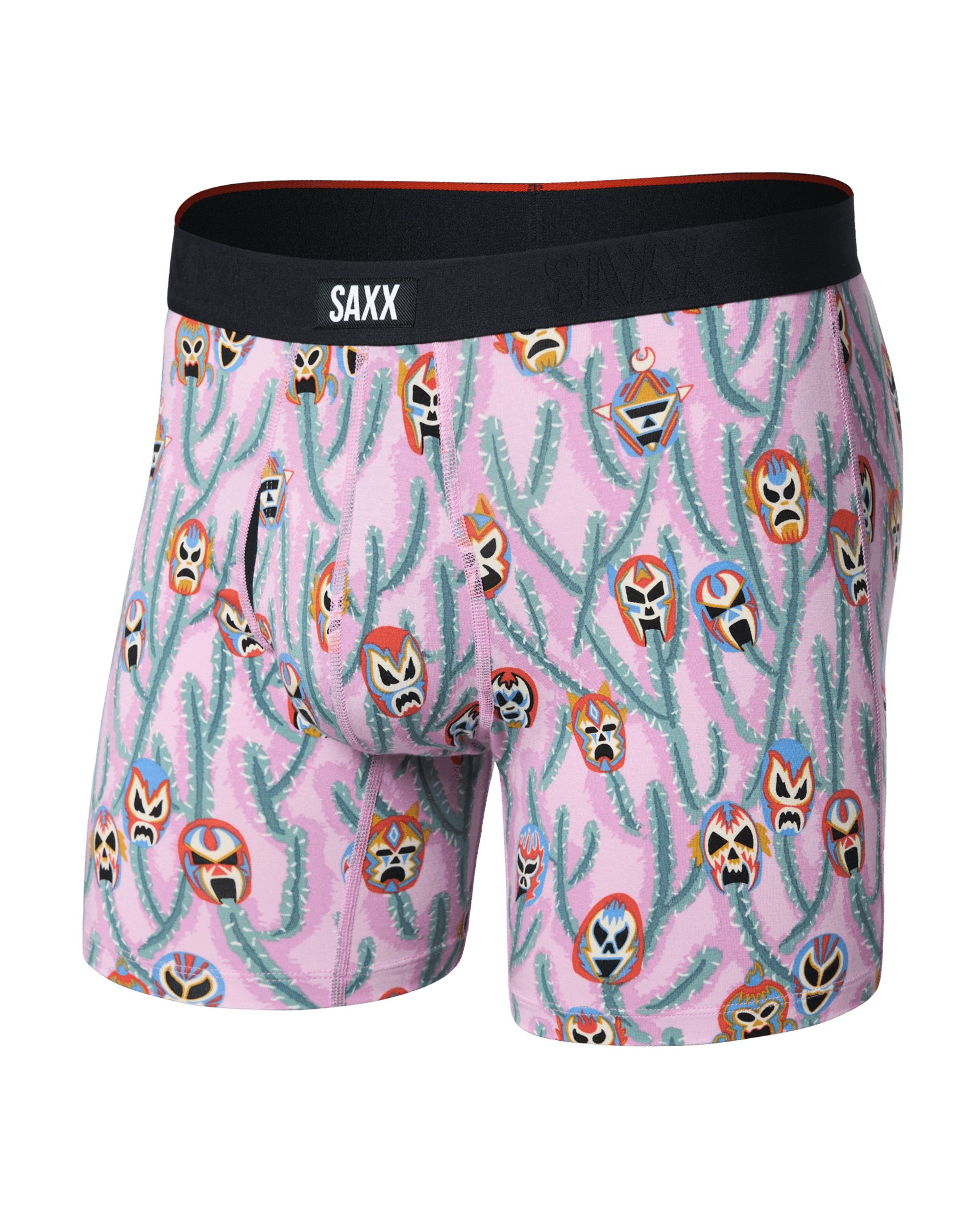 Front of Vibe Xtra Soft Comfort Boxer Brief Fly in Lucho Libre-Orchid