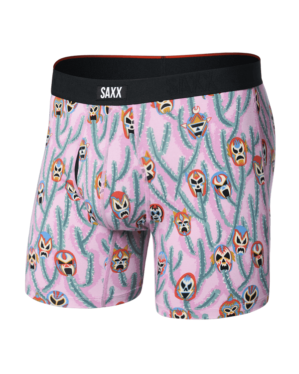 Front of Vibe Xtra Soft Comfort Boxer Brief Fly in Lucho Libre-Orchid