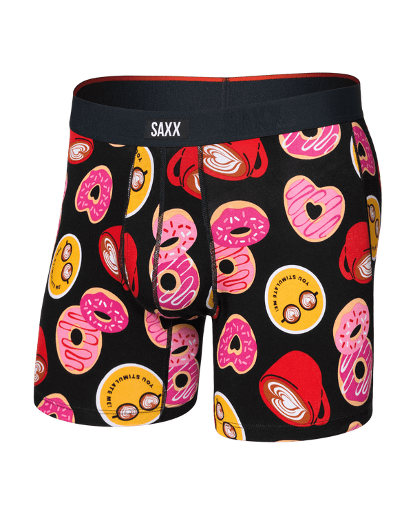 Front of  Vibe Xtra Soft Comfort Boxer Brief Fly in Love Story-Black