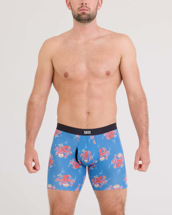 Front - Model wearing  Vibe Xtra Soft Comfort Boxer Brief Fly in Octopus Bartender-Regatta