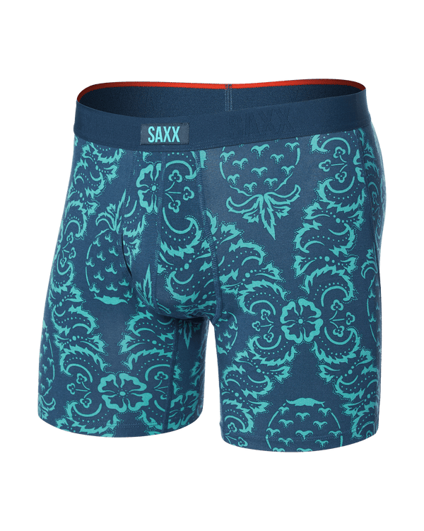 Front of Vibe Xtra Boxer Brief in Pineapple Brocade-Navy