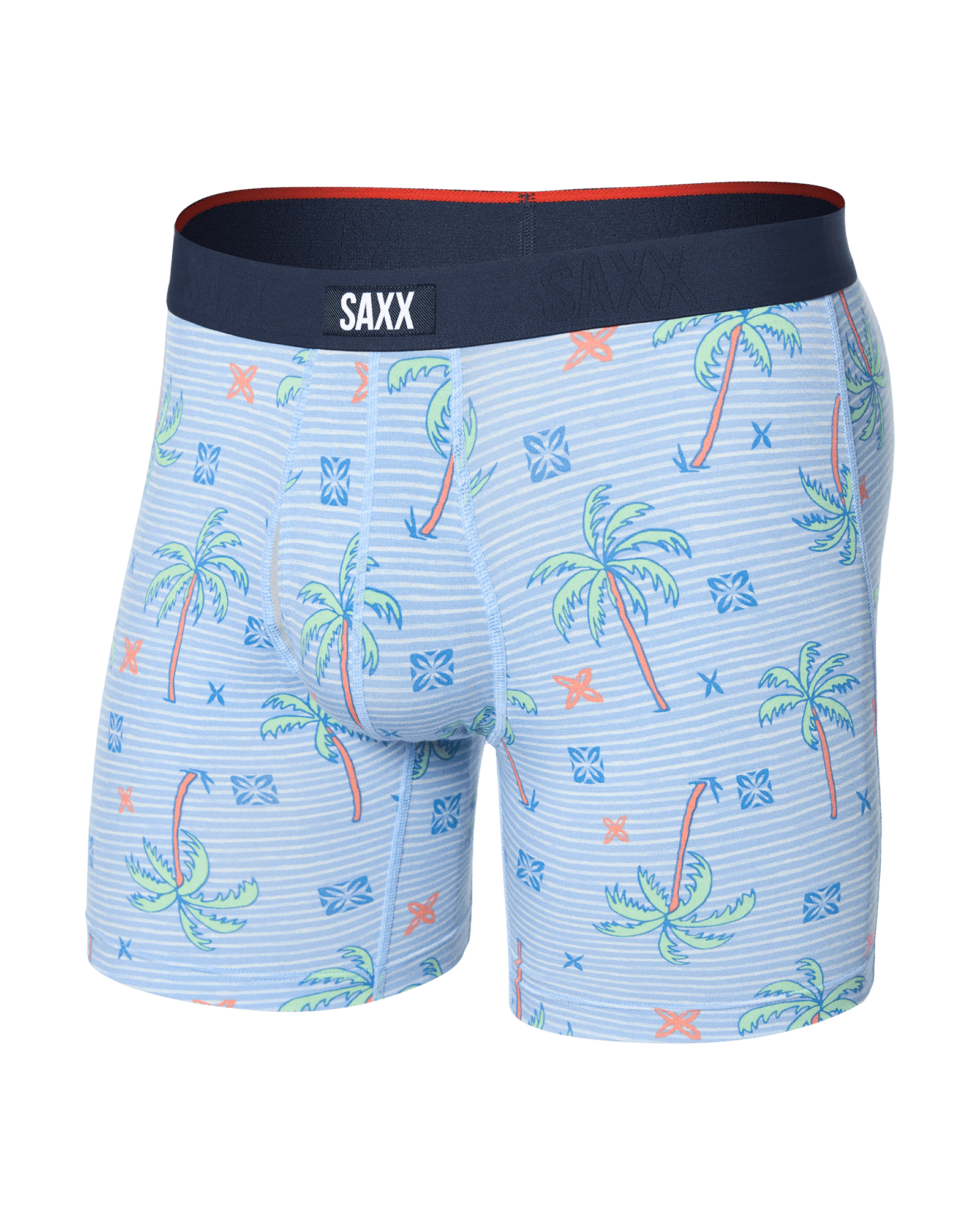 Front of Vibe Xtra Boxer Brief in Palmtastic-Bel Air Blue