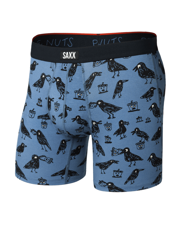 Front of Vibe Xtra Soft Comfort Boxer Brief Fly in Protect The Nuts-Blue Horizon