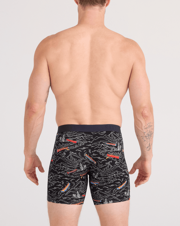 Back - Model wearing  Vibe Xtra Soft Comfort Boxer Brief Fly in Rivers Bend-Black