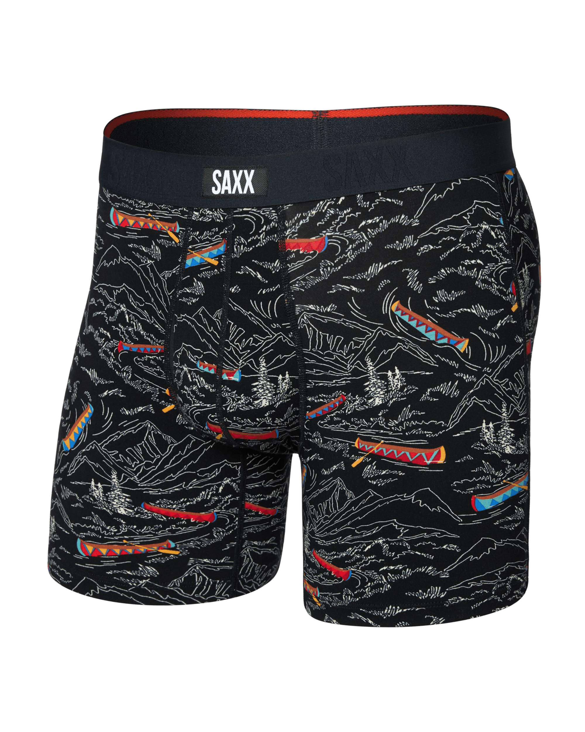 Front of  Vibe Xtra Soft Comfort Boxer Brief Fly in Rivers Bend-Black