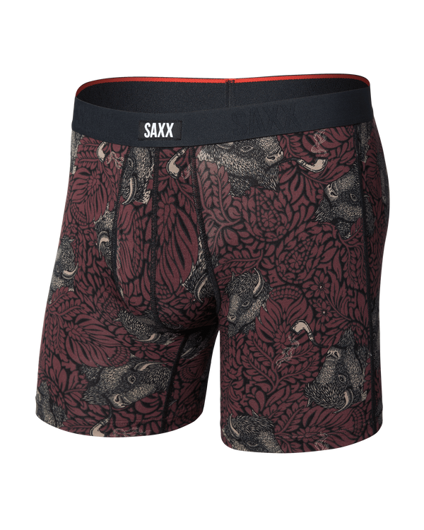 Front of Vibe Xtra Soft Comfort Boxer Brief in Smoking Jacket-Huckleberry