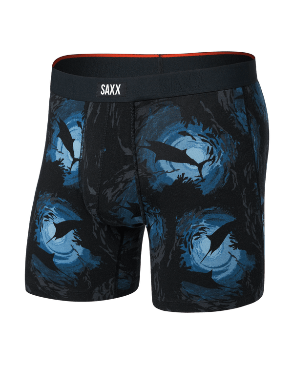 Front of Vibe Xtra Soft Comfort Boxer Brief Fly in Sun Day School-Navy