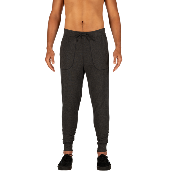 Front - Model wearing 3Six Five Lounge Pant in Black Heather