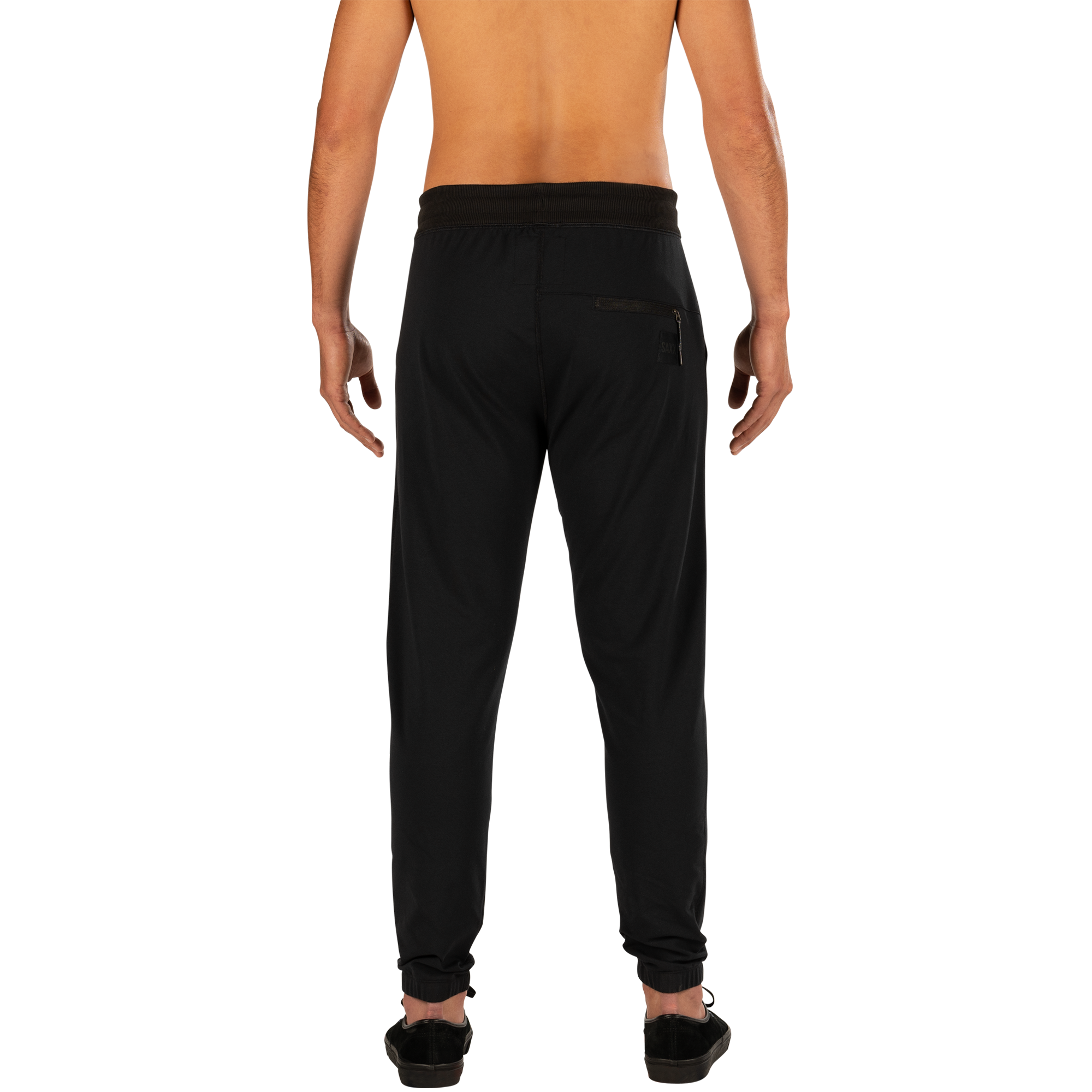 Back - Model wearing Down Time Lounge Pant in Black