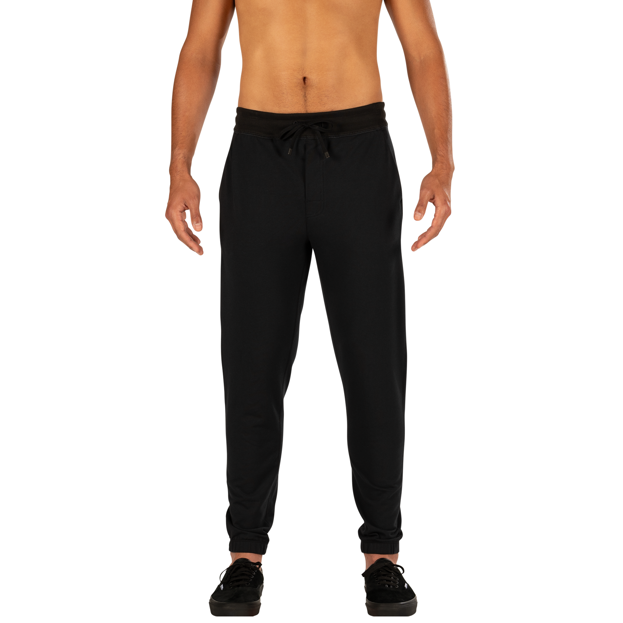 Front - Model wearing Down Time Lounge Pant in Black