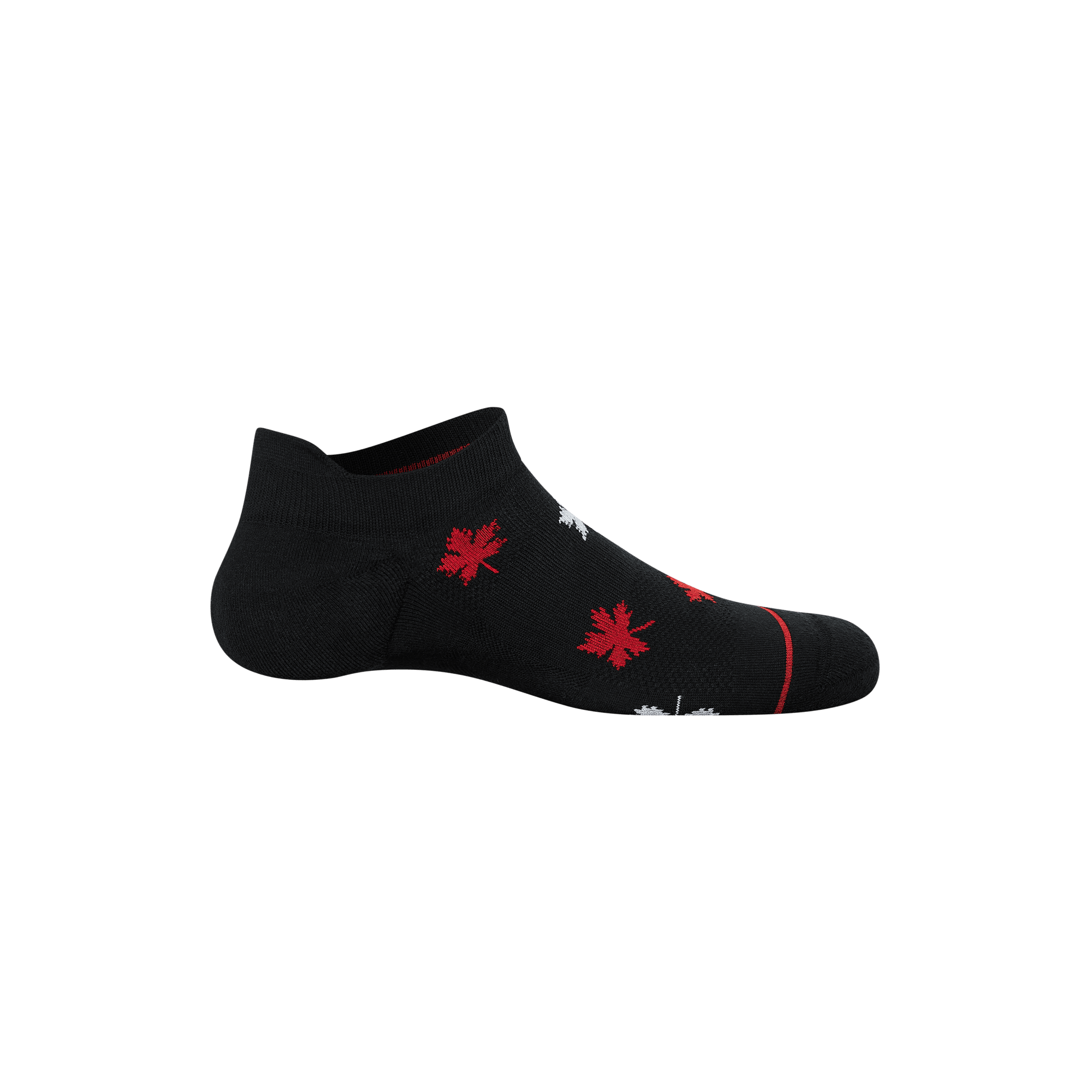 Back of Whole Package Low Show Sock in Maple Leaf- Black