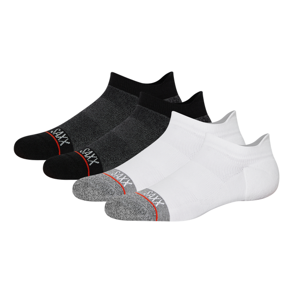 Back of Whole Package Low Show Sock in Black Hthr/White