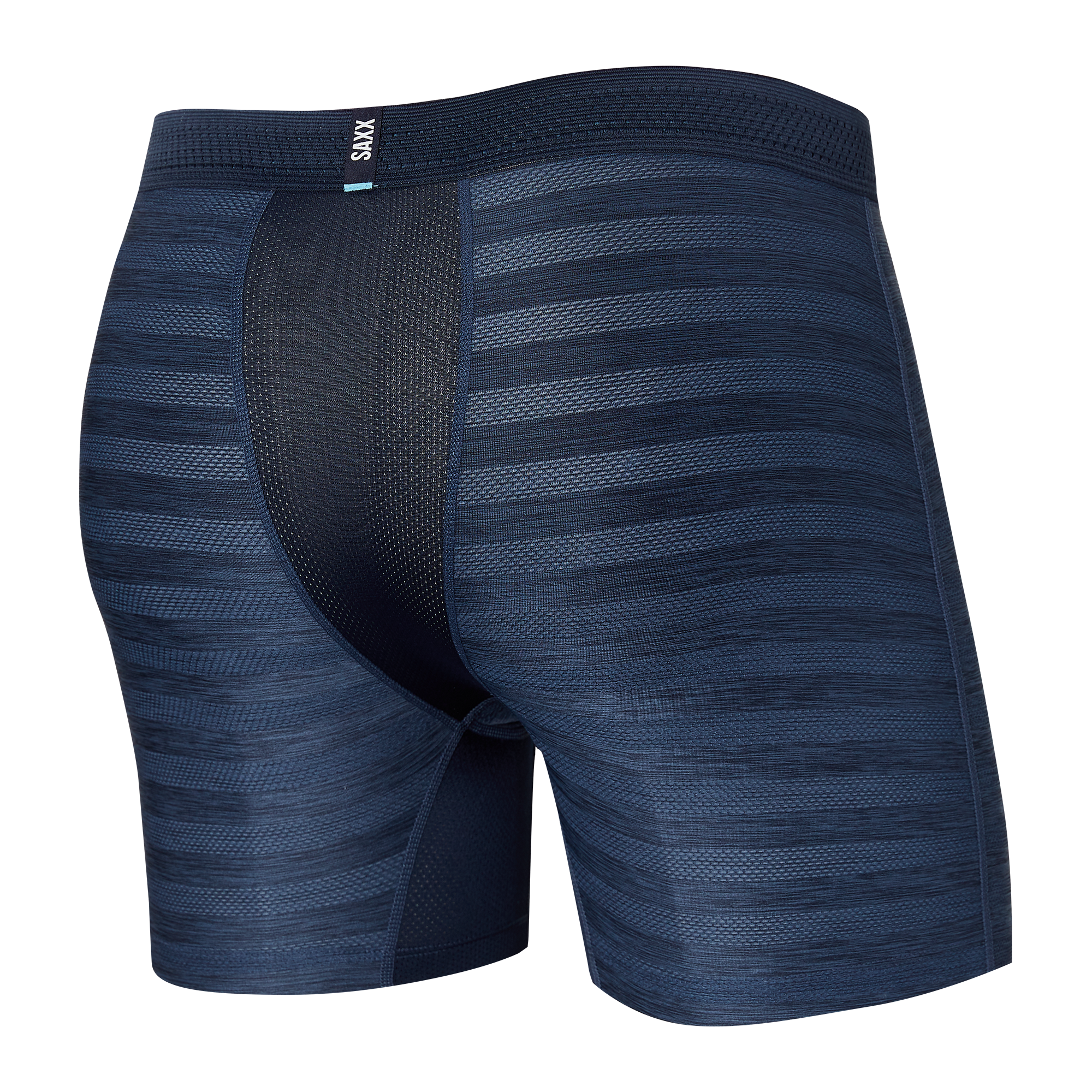 Back of DropTemp Cooling Mesh Boxer Brief Fly in Dark Denim Heather