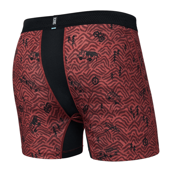 Back of DropTemp Cooling Mesh Boxer Brief in Head For The Hills- Red