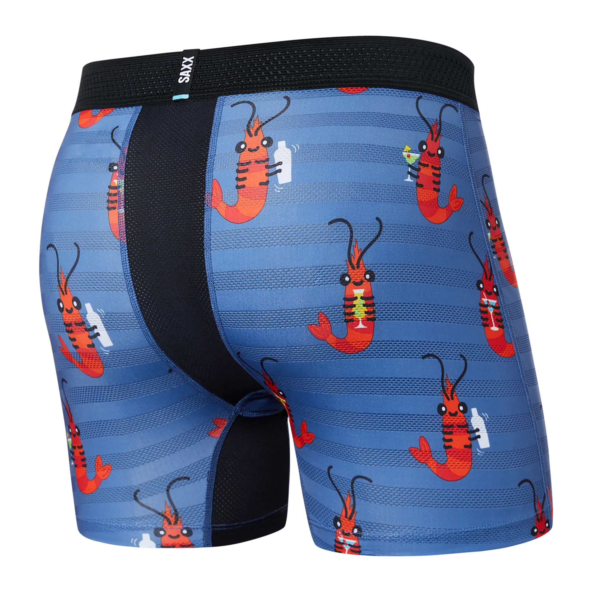 Back of Droptemp Cooling Mesh Boxer Brief Fly in Shrimp Cocktail- Navy