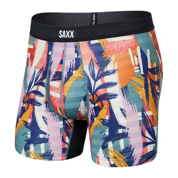 Front of Droptemp Cooling Mesh Boxer Brief Fly in Surf Safari- Multi