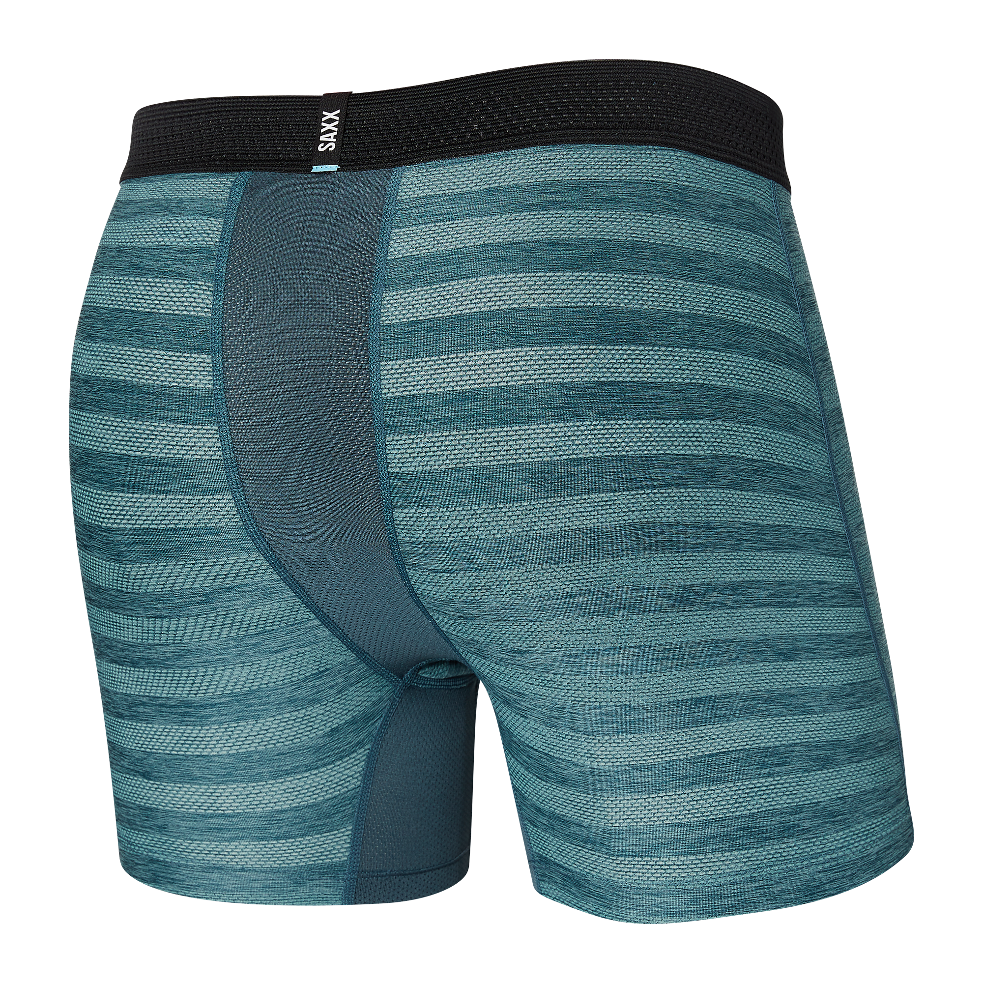 Back of DropTemp Cooling Mesh Boxer Brief Fly in Washed Teal Heather