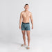 Front - Model wearing DropTemp Cooling Mesh Boxer Brief Fly in Washed Teal Heather