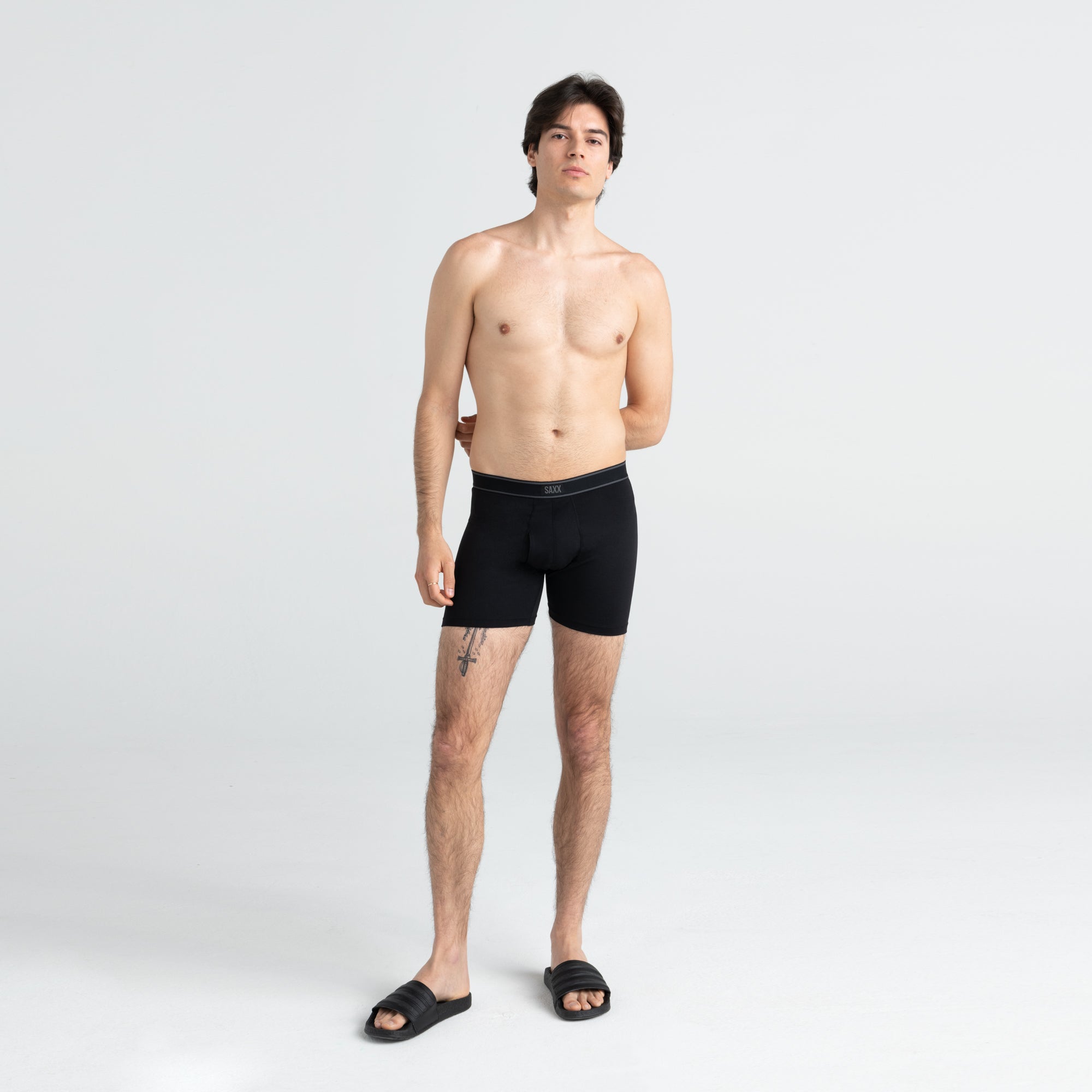 Front - Model wearing Daytripper Boxer Brief Fly 3Pack in Black