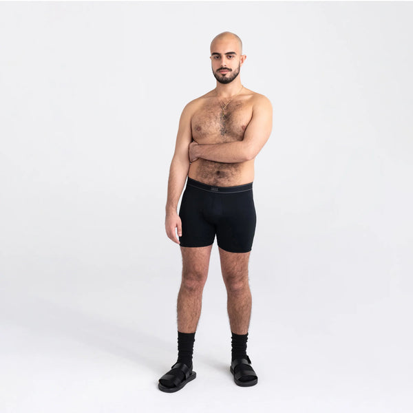 Front - Model wearing Daytripper Boxer Brief Fly in Black