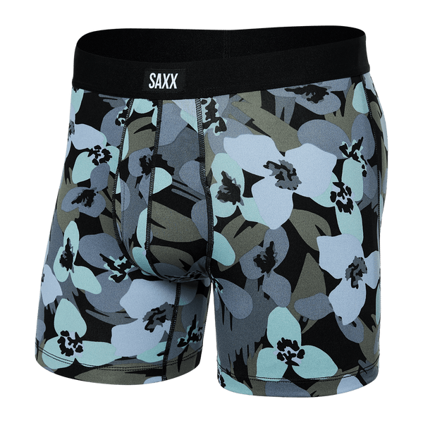 Front of Daytripper Boxer Brief in Camo Flowers- Blue Fog