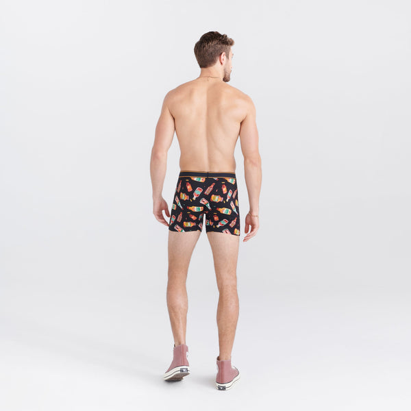 Back - Model wearing Daytripper Boxer Brief Fly in Hot Ones- Black