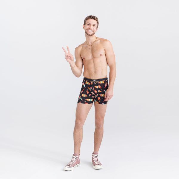 Front - Model wearing Daytripper Boxer Brief Fly in Hot Ones- Black