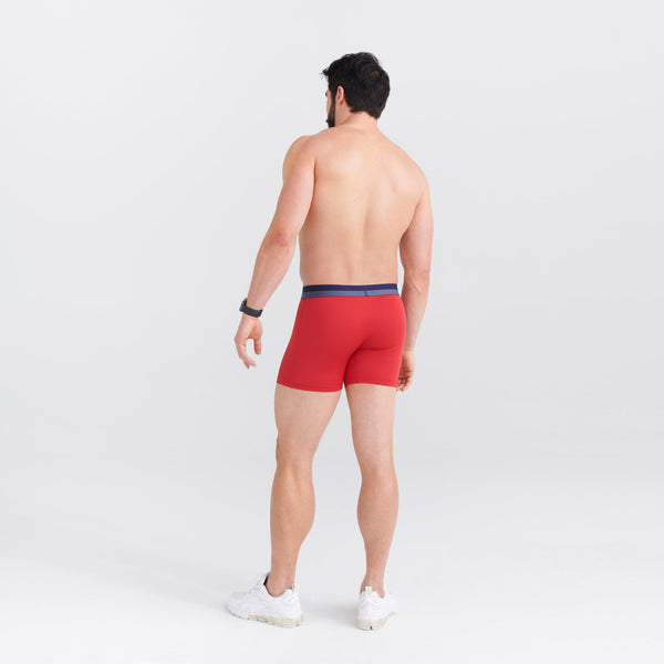 Back - Model wearing Sport Mesh Boxer Brief Fly in Cherry