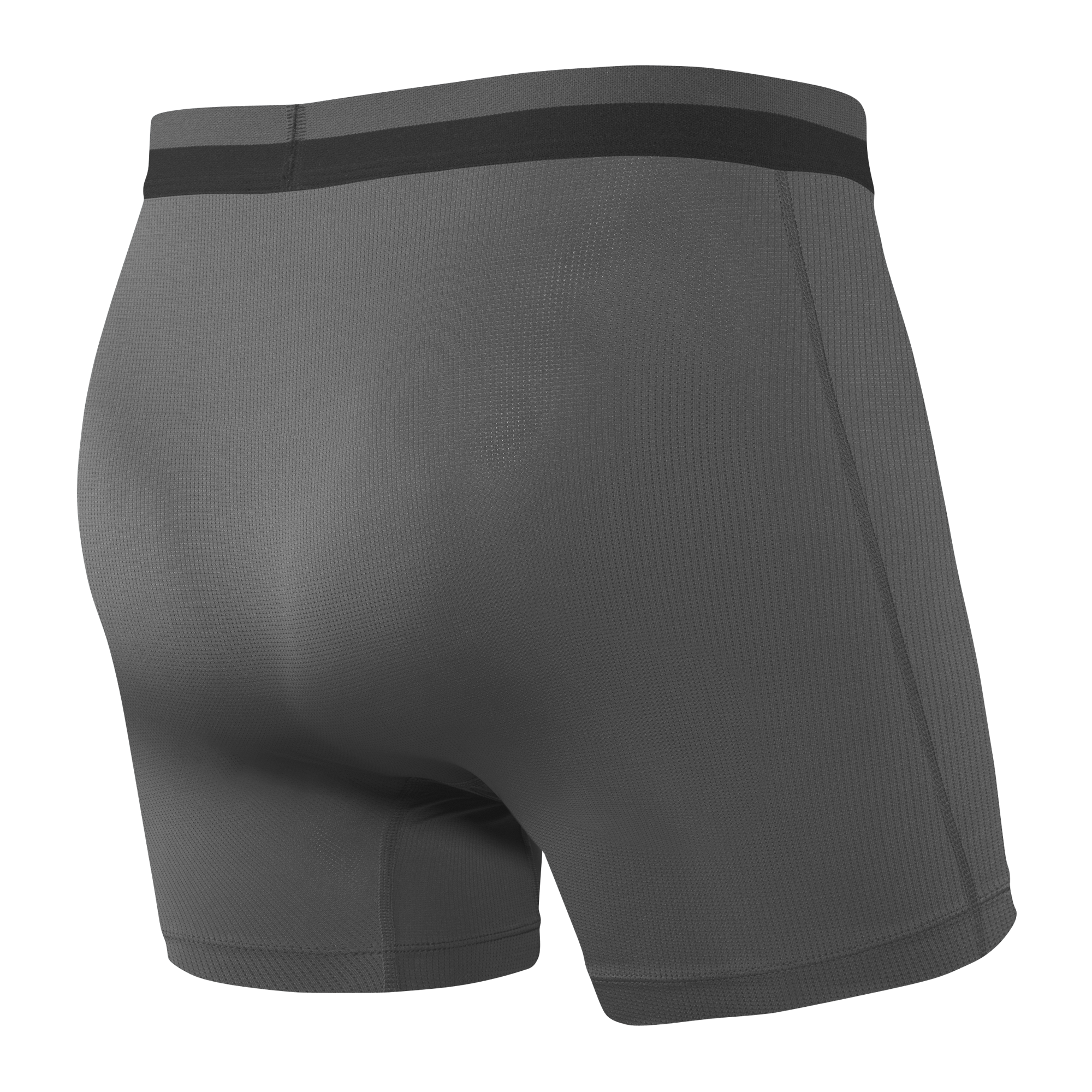 Back of Sport Mesh Boxer Brief Fly in Grey Heather