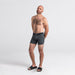 Front - Model wearing Sport Mesh Boxer Brief Fly in Grey Heather