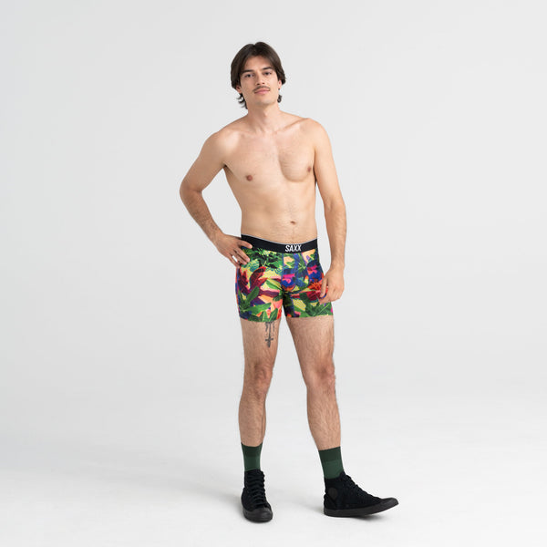 Front - Model wearing Volt Boxer Brief in Luminous Foliage