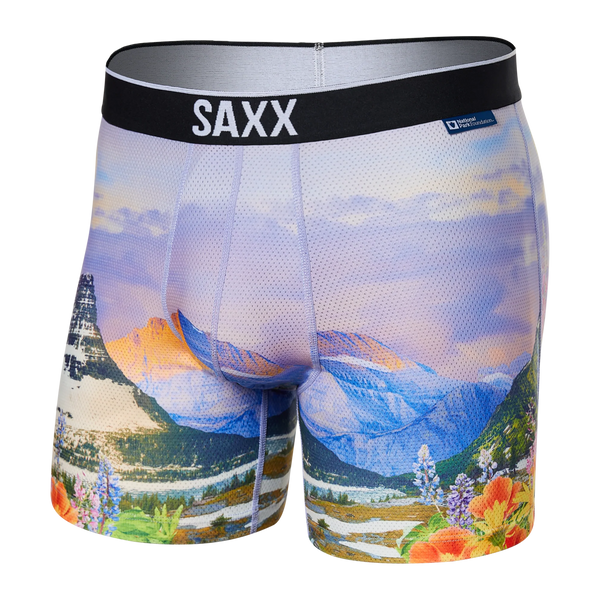 Front of Volt Breathable Mesh Boxer Brief in NPF Glacier