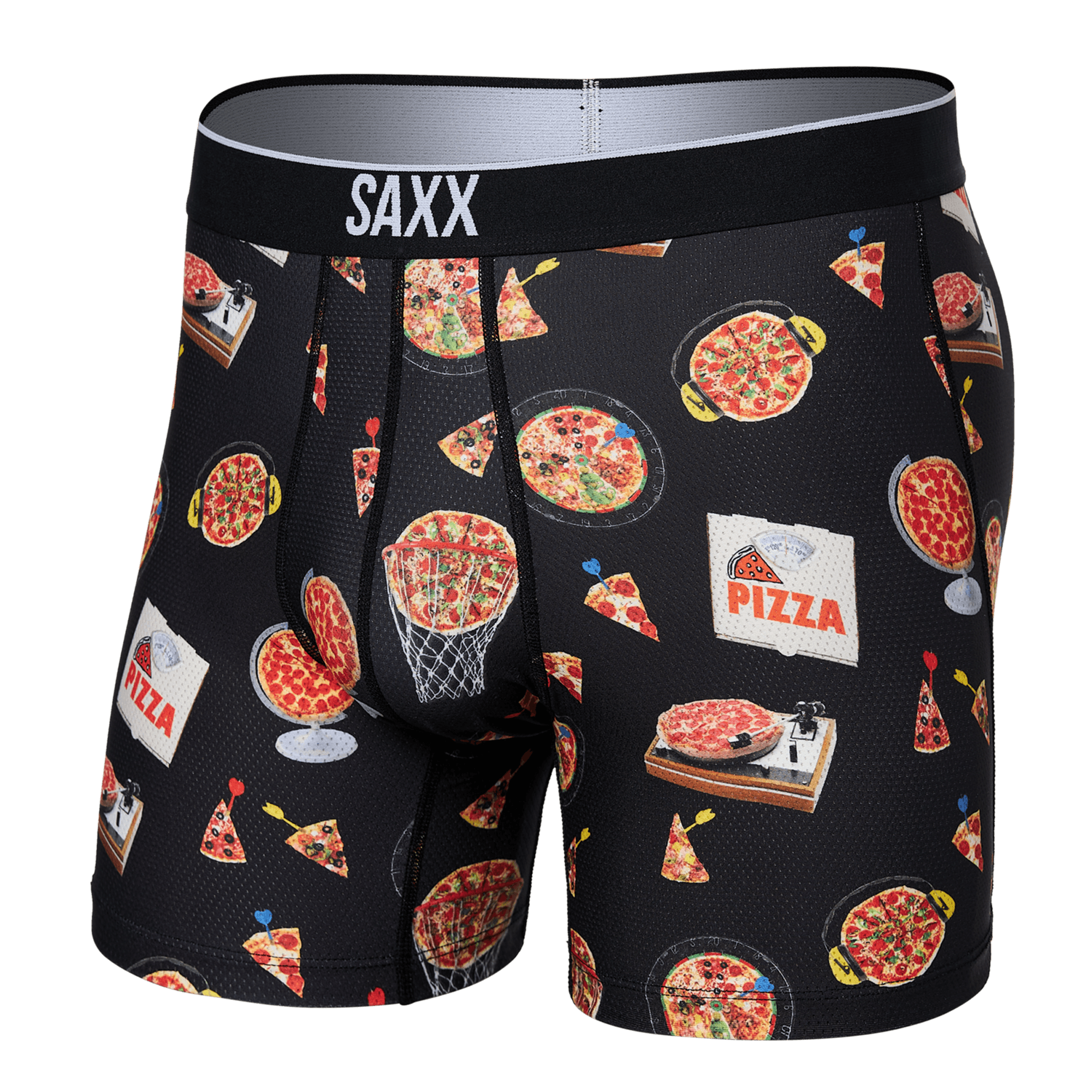 Front of Volt Boxer Brief in Pizza On The Brain- Black