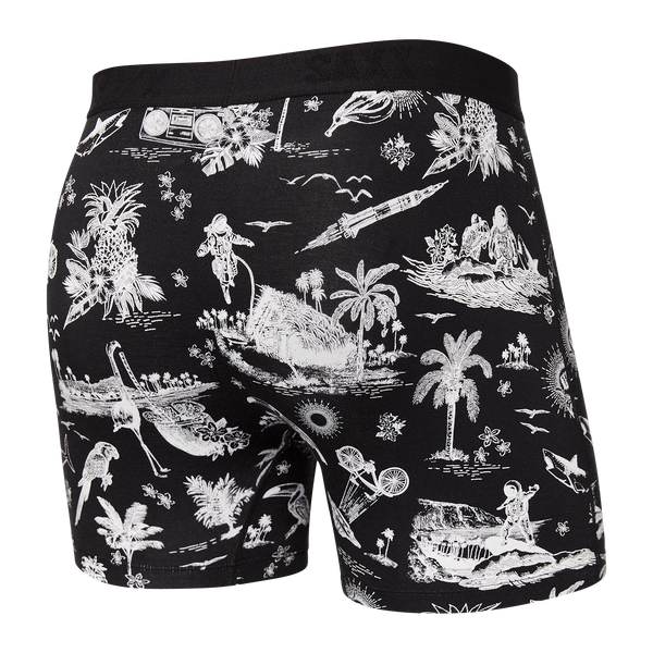 Back of Ultra Boxer Brief Fly in Black Astro Surf And Turf