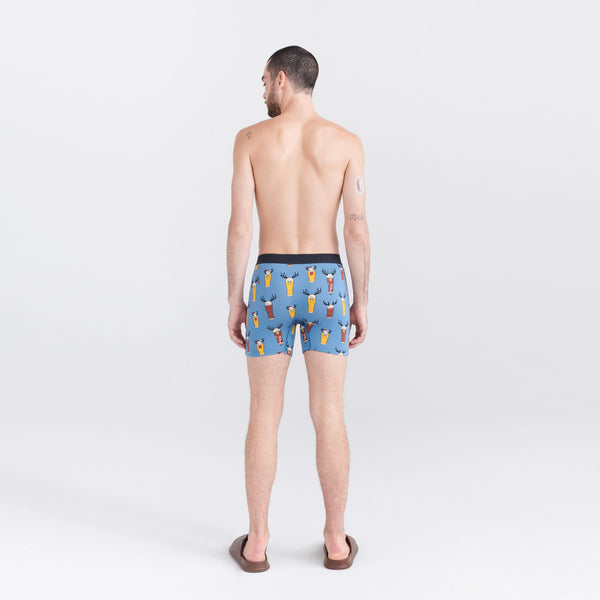 Back - Model wearing Ultra Super Soft Boxer Brief Fly in Brewdolph- Slate